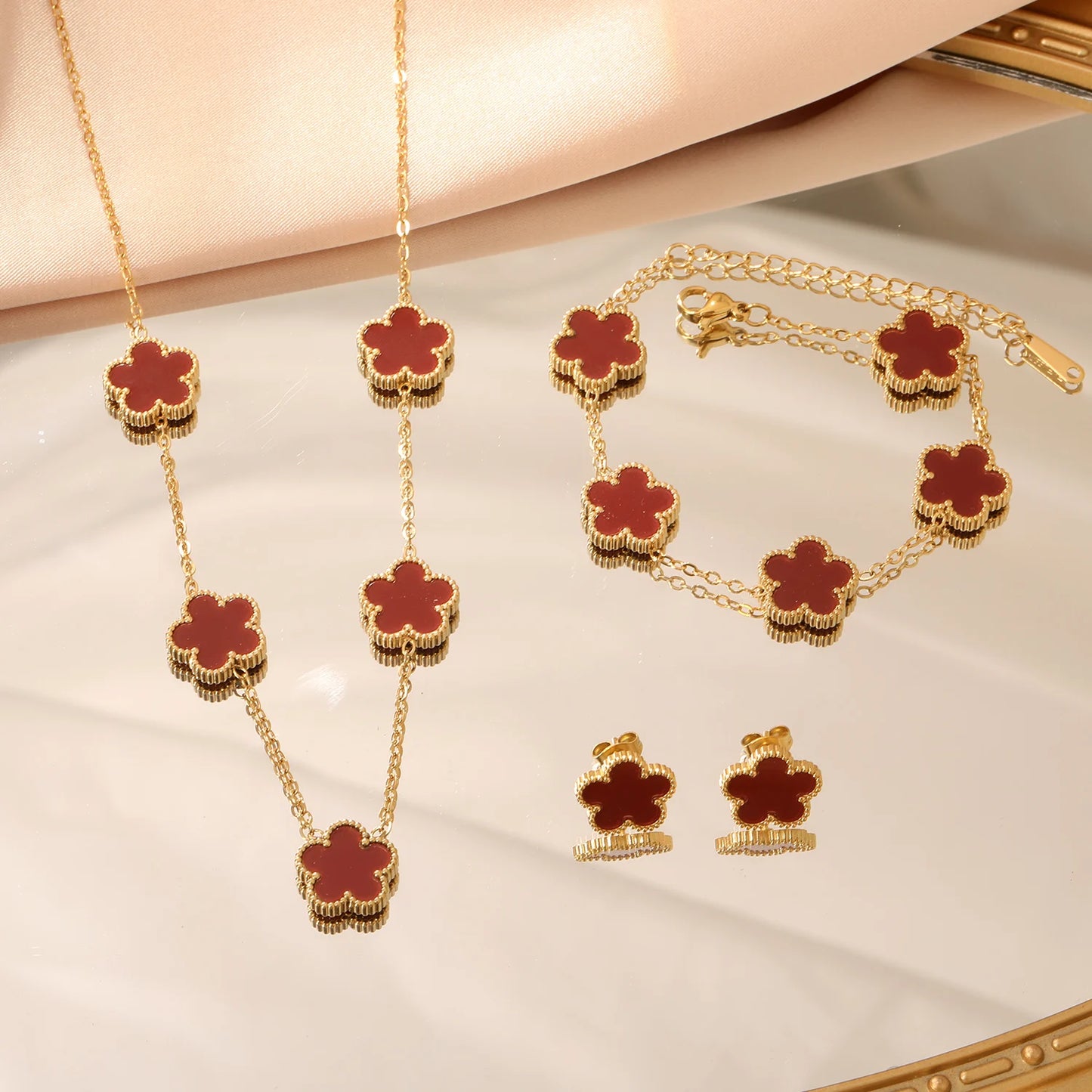 Collier/Boucles d'oreilles/Bracelet fleur